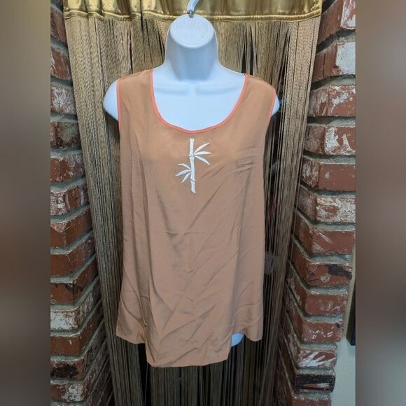 NWT Silk Bob Mackie Wearable Art 2 Piece Set Bamboo Tank Top and Blouse Size L - Picture 2 of 10
